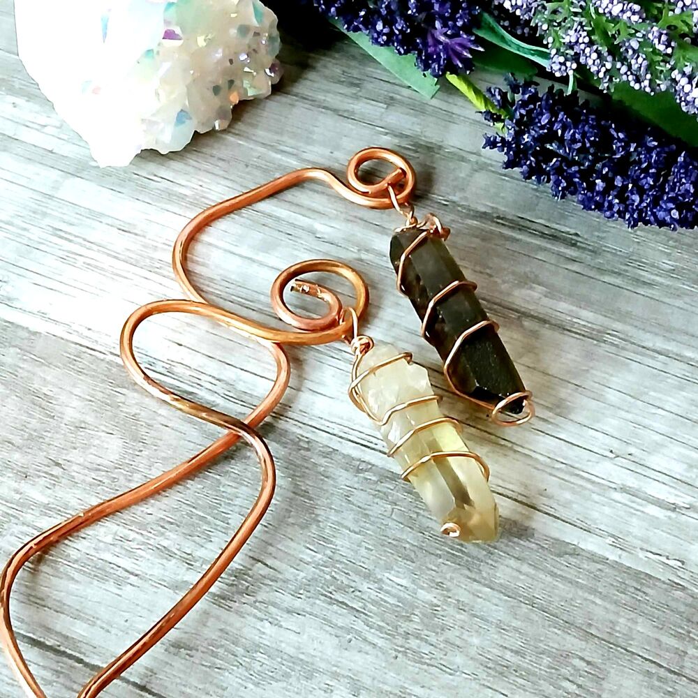 Upcycled Copper Plant Stakes Smoky Citrine or Citrine Garden Decor Plant Jewelry - Picture 4 of 8